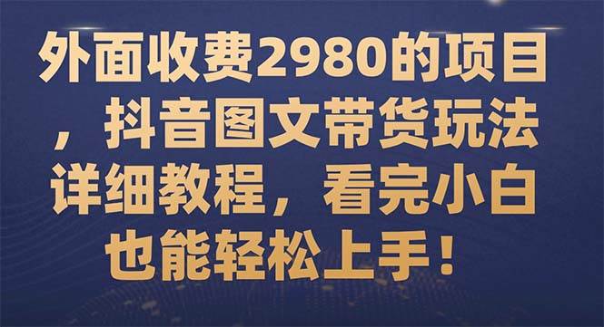 外面收费2980的项目，抖音图文带货玩法详细教程，看完小白也能轻松上手！-宝籍资源