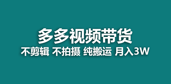 【蓝海项目】多多视频带货，纯搬运一个月搞了5w佣金，小白也能操作【揭秘】-宝籍资源