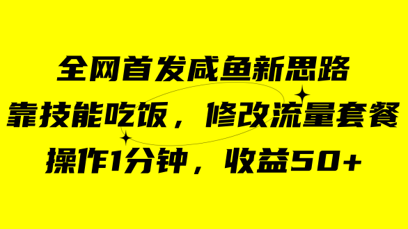 咸鱼冷门新玩法，靠“技能吃饭”，修改流量套餐，操作1分钟，收益50+-宝籍资源