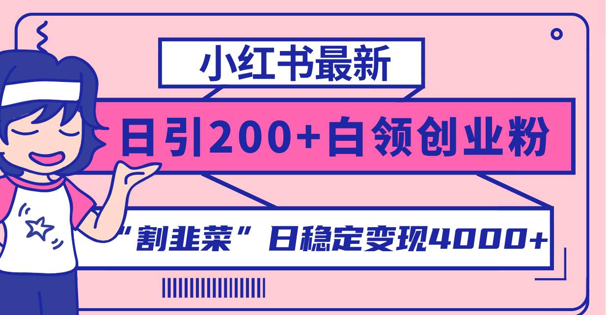 小红书最新日引200+创业粉”割韭菜“日稳定变现4000+实操教程！-宝籍资源