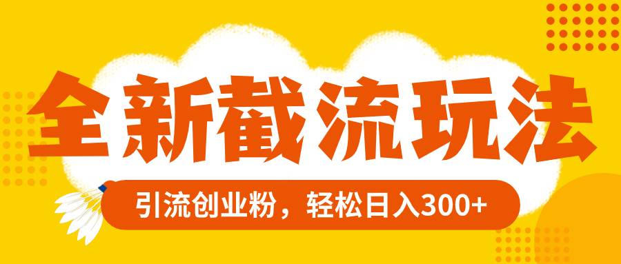 全新截流玩法，精准引流创业粉，轻松日入300+-宝籍资源