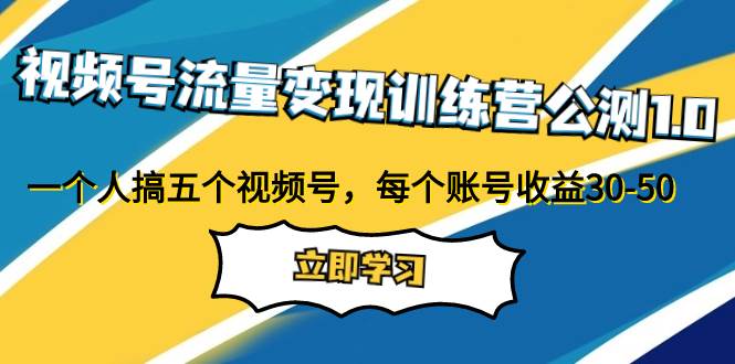 视频号流量变现训练营公测1.0：一个人搞五个视频号，每个账号收益30-50-宝籍资源