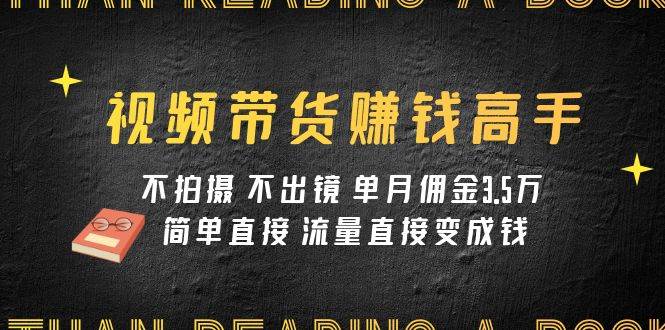视频带货赚钱高手课程：不拍摄 不出镜 单月佣金3.5w 简单直接 流量直接变钱-宝籍资源