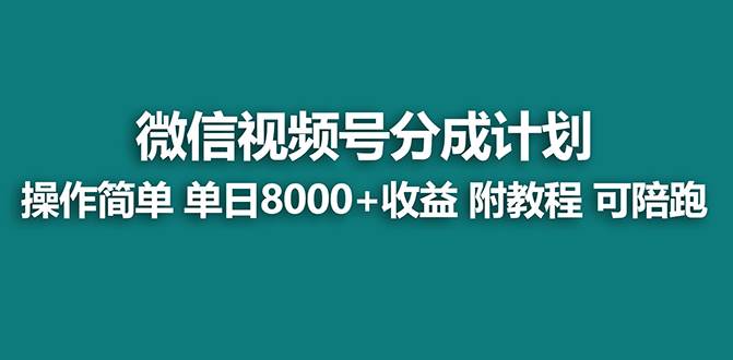 【蓝海项目】视频号分成计划，单天收益8000+，附玩法教程！可陪跑-宝籍资源