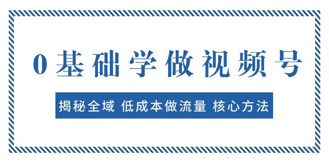 0基础学做视频号：揭秘全域 低成本做流量 核心方法  快速出爆款 轻松变现-宝籍资源