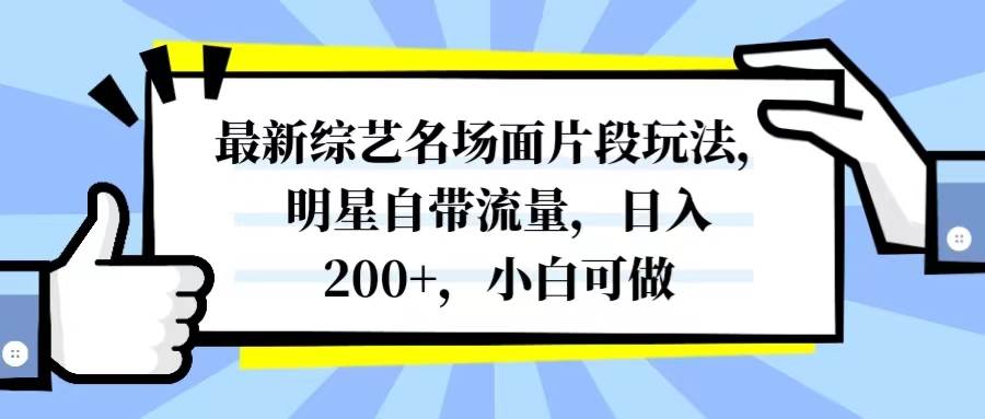 最新综艺名场面片段玩法，明星自带流量，日入200+，小白可做-宝籍资源
