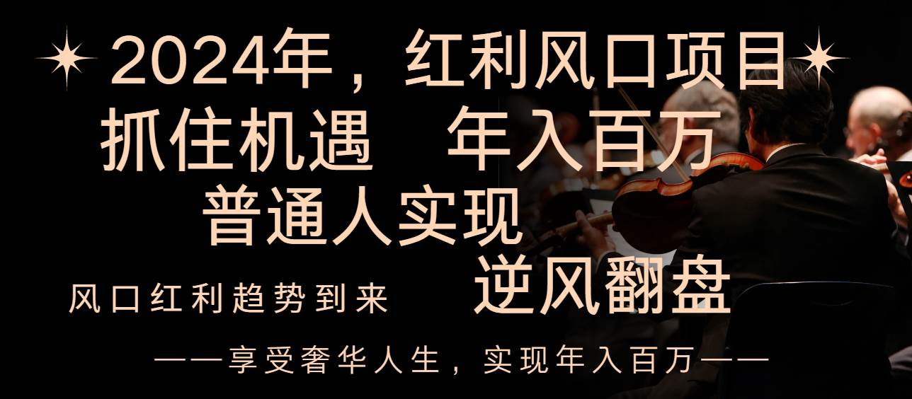 2024红利风口项目来袭，享受第一波红利，逆风翻盘普通人也能实现，年入百万-宝籍资源