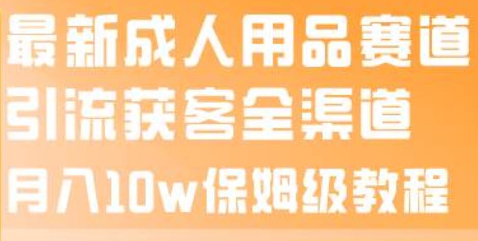 最新成人用品赛道引流获客全渠道，月入10w保姆级教程-宝籍资源
