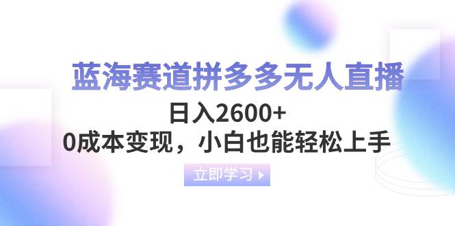 蓝海赛道拼多多无人直播，日入2600+，0成本变现，小白也能轻松上手-宝籍资源