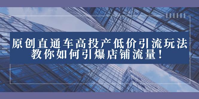 2023直通车高投产低价引流玩法，教你如何引爆店铺流量！-宝籍资源
