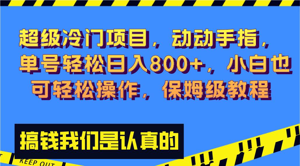 超级冷门项目,动动手指，单号轻松日入800+，小白也可轻松操作，保姆级教程-宝籍资源