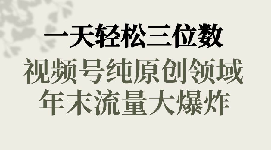 一天轻松三位数，视频号纯原创领域，春节童子送祝福，年末流量大爆炸-宝籍资源