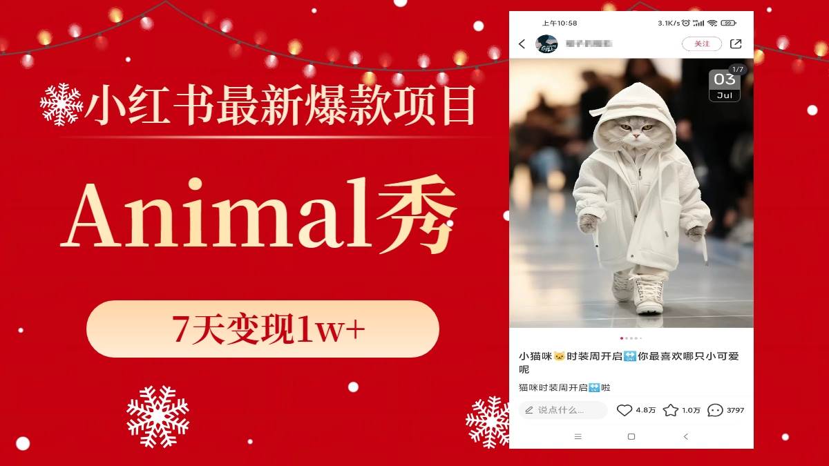 小红书最新爆款项目，Animal秀，7天变现1w+-宝籍资源