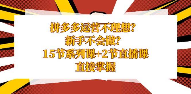 拼多多运营不理想？新手不会做？15节系列课+2节直播课，直接掌握-宝籍资源