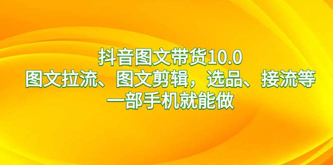 抖音图文带货10.0，图文拉流、图文剪辑，选品、接流等，一部手机就能做-宝籍资源