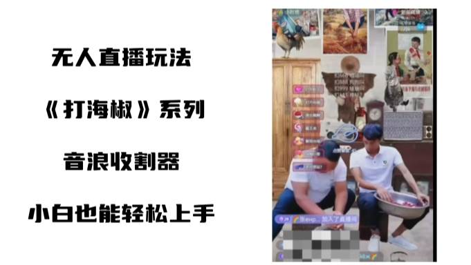 打海椒无人直播整蛊项目，小白轻松上手撸音浪收割器（教程+工具+素材）-宝籍资源