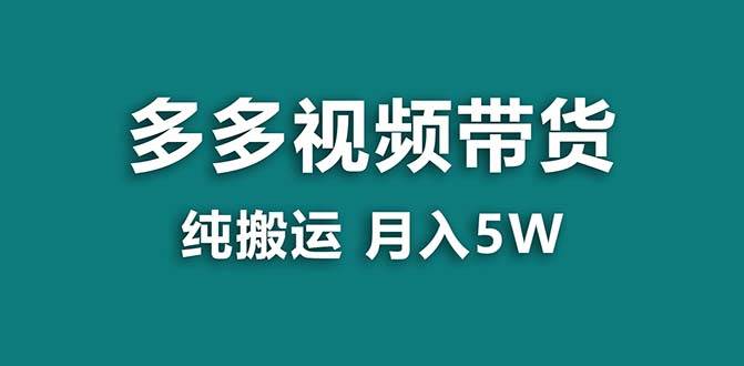 【蓝海项目】拼多多视频带货 纯搬运一个月搞了5w佣金，小白也能操作 送工具-宝籍资源