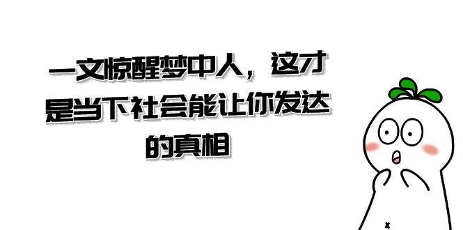 某公众号付费文章《一文 惊醒梦中人，这才是当下社会能让你发达的真相》-宝籍资源