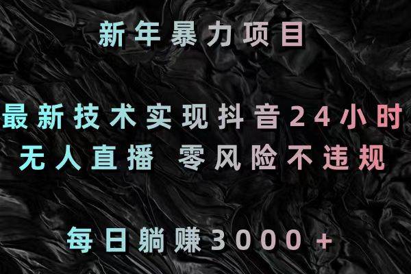 新年暴力项目，最新技术实现抖音24小时无人直播 零风险不违规 每日躺赚3000-宝籍资源