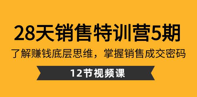 28天·销售特训营5期：了解赚钱底层思维，掌握销售成交密码（12节课）-宝籍资源