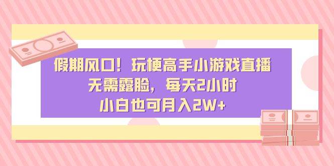 假期风口！玩梗高手小游戏直播，无需露脸，每天2小时，小白也可月入2W+-宝籍资源