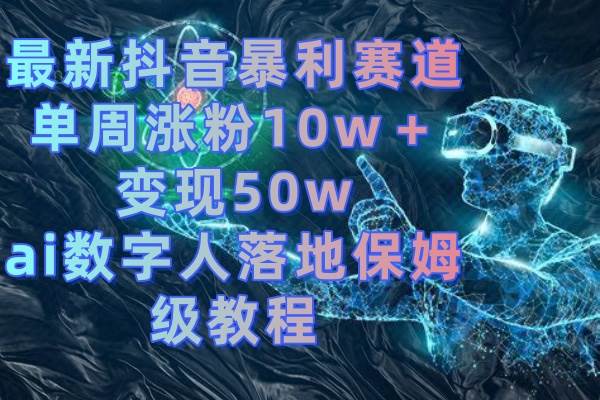 最新抖音暴利赛道，单周涨粉10w＋变现50w的ai数字人落地保姆级教程-宝籍资源