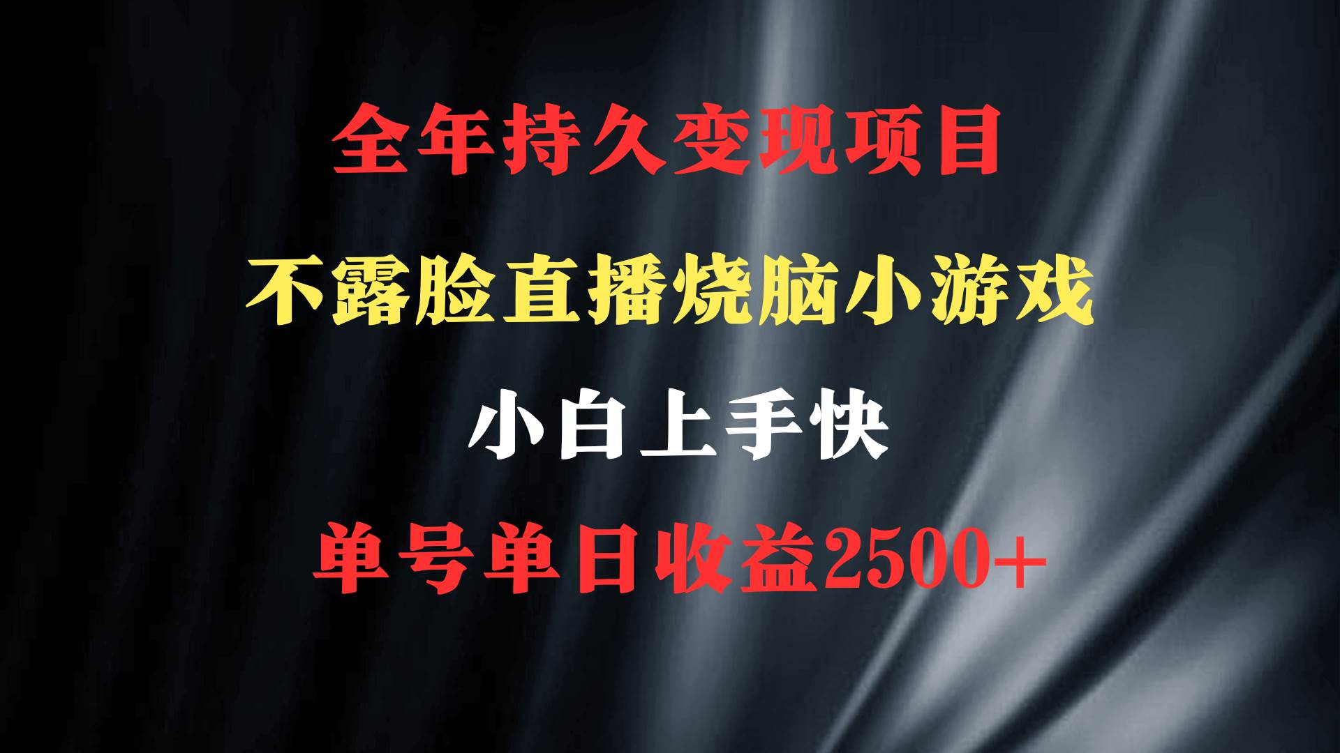 2024年 最优项目，烧脑小游戏不露脸直播  小白上手快 无门槛 一天收益2500+-宝籍资源