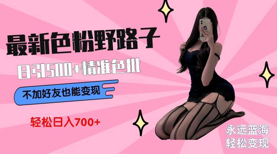 最新色粉变现野路子，日引500+老色批 可不加好友直接变现 小白轻松日入700+-宝籍资源