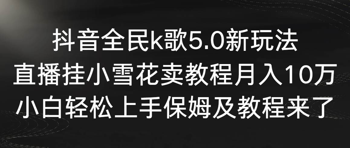 抖音全民k歌5.0新玩法，直播挂小雪花卖教程月入10万，小白轻松上手，保…-宝籍资源