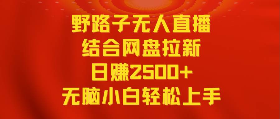 无人直播野路子结合网盘拉新，日赚2500+多平台变现，小白无脑轻松上手操作-宝籍资源