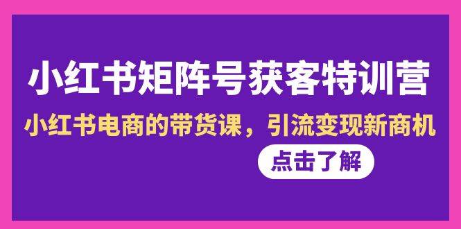 小红书-矩阵号获客特训营-第10期，小红书电商的带货课，引流变现新商机-宝籍资源