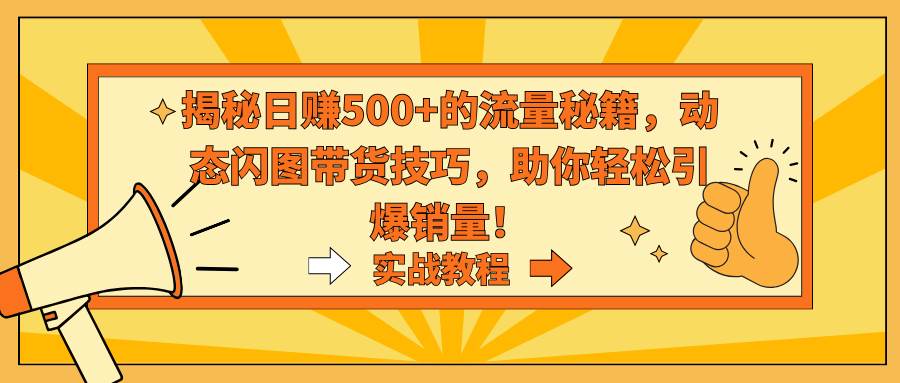 揭秘日赚500+的流量秘籍，动态闪图带货技巧，助你轻松引爆销量！-宝籍资源