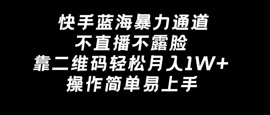 快手蓝海暴力通道，不直播不露脸，靠二维码轻松月入1W+，操作简单易上手-宝籍资源