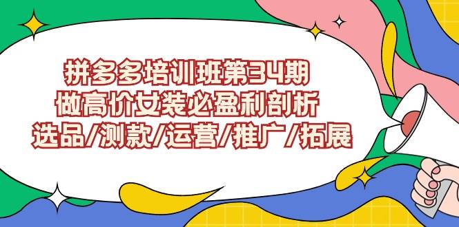 拼多多培训班第34期：做高价女装必盈利剖析  选品/测款/运营/推广/拓展-宝籍资源