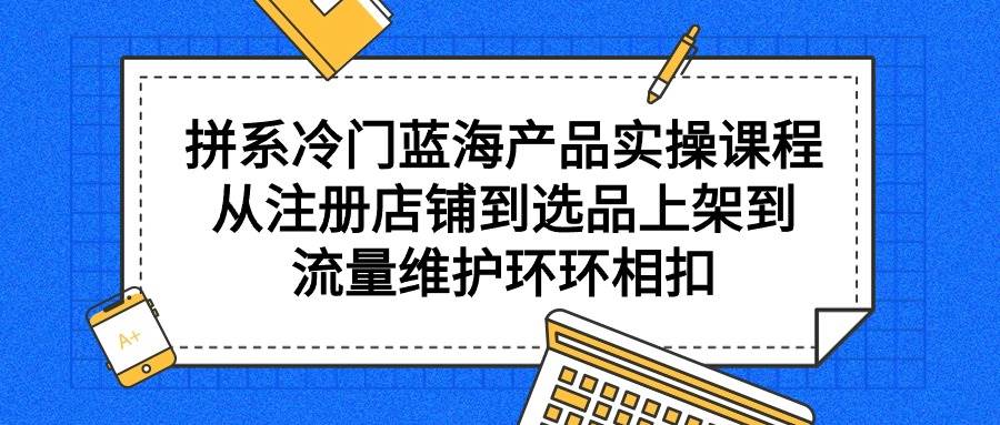 拼系冷门蓝海产品实操课程，从注册店铺到选品上架到流量维护环环相扣-宝籍资源