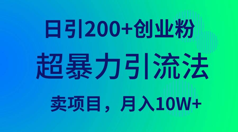 超暴力引流法，日引200+创业粉，卖项目月入10W+-宝籍资源