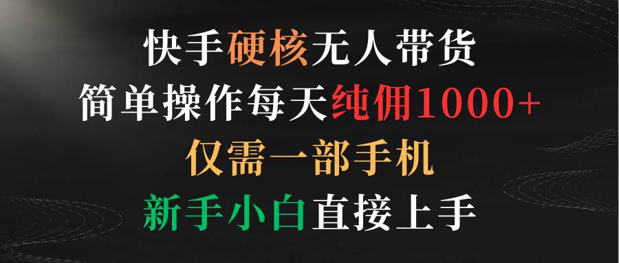 快手硬核无人带货，简单操作每天纯佣1000+,仅需一部手机，新手小白直接上手-宝籍资源