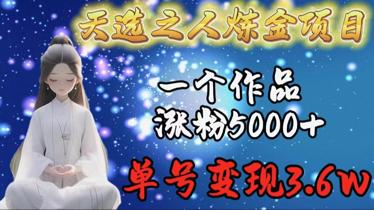 天选之人炼金项目，一个作品涨粉5000+，单号变现3.6w-宝籍资源