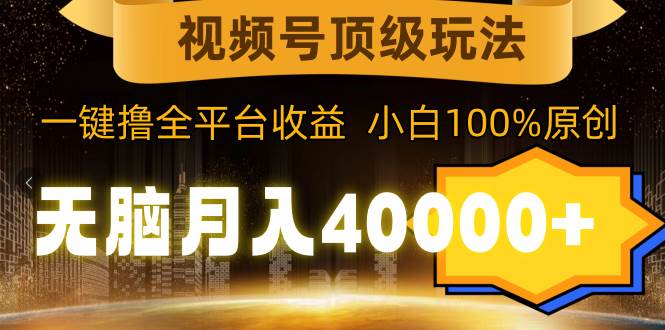 视频号顶级玩法，无脑月入40000+，一键撸全平台收益，纯小白也能100%原创-宝籍资源