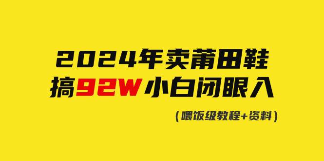 2024年卖莆田鞋，搞了92W，小白闭眼操作！-宝籍资源