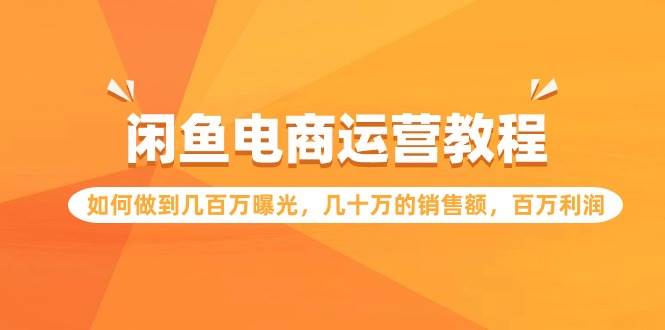 闲鱼电商运营教程：如何做到几百万曝光，几十万的销售额，百万利润-宝籍资源