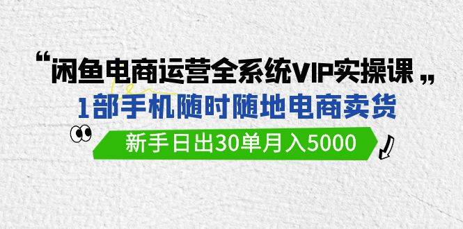 闲鱼电商运营全系统VIP实战课，1部手机随时随地卖货，新手日出30单月入5000-宝籍资源