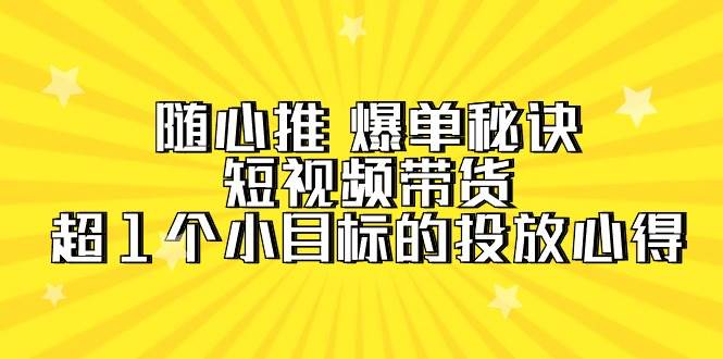 随心推 爆单秘诀，短视频带货-超1个小目标的投放心得（7节视频课）-宝籍资源