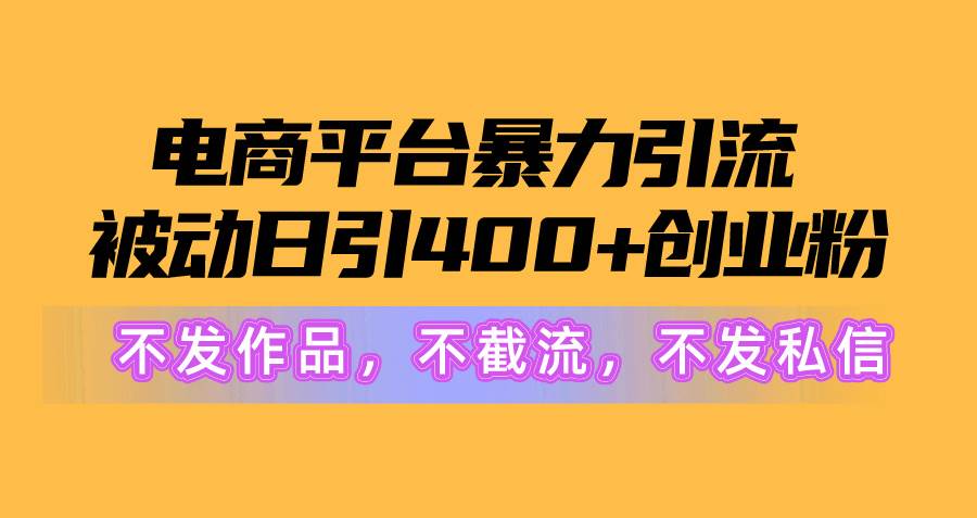 电商平台暴力引流,被动日引400+创业粉不发作品，不截流，不发私信-宝籍资源
