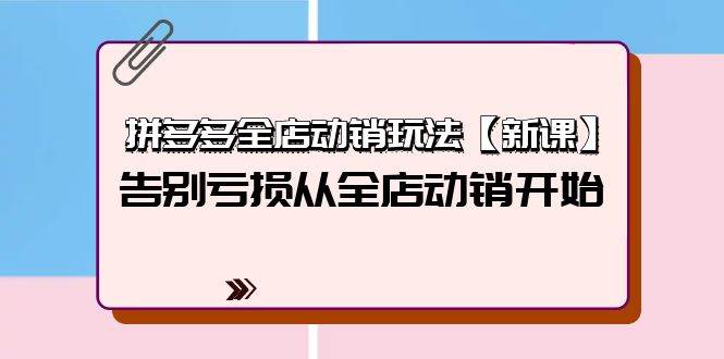 拼多多全店动销玩法【新课】，告别亏损从全店动销开始（4节视频课）-宝籍资源