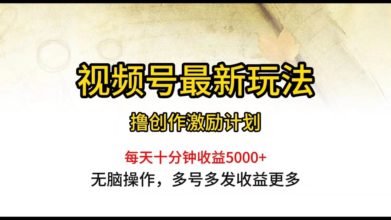 视频号最新玩法，每日一小时月入5000+-宝籍资源