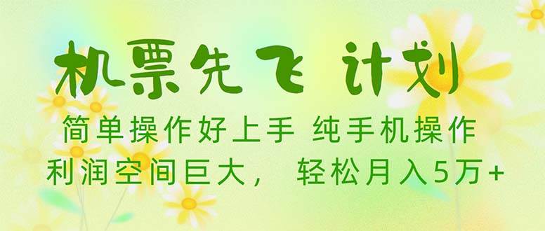 机票 先飞计划！用里程积分 兑换机票售卖赚差价 纯手机操作 小白月入5万+-宝籍资源