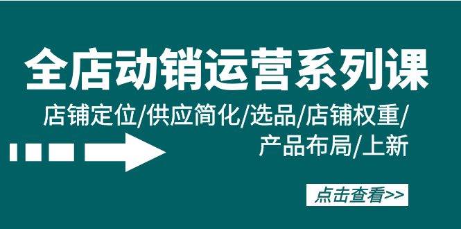 全店·动销运营系列课：店铺定位/供应简化/选品/店铺权重/产品布局/上新-宝籍资源