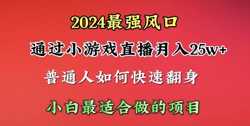 2024年最强风口，通过小游戏直播月入25w+单日收益5000+小白最适合做的项目-宝籍资源