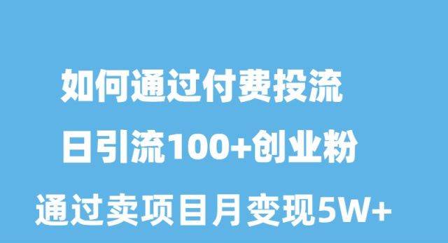 如何通过付费投流日引流100+创业粉月变现5W+-宝籍资源